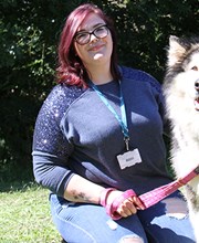 Professional (vocational) student Kris Ratcliffe with Alaskan Malamute, Taggie, who belongs to our Animal Care Tutor