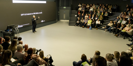 College students and staff at Seevic theatre presentation